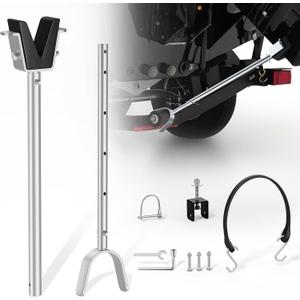 Transom Saver for Outboard Motor  21" to 35" Adjustable Support Arm, Saltwater-Resistant Steel, Heavy-Duty V-Block Cradle for Trailer or Roller Mount  Secure Transport, Rustproof Protection