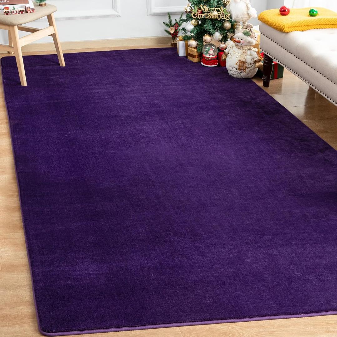 Andecor Soft Area Rug, 4x6 Purple Washable Rugs for Living Room Bedroom, Indoor Fluffy Carpets for Dorm Boys Girls Kids Room Nursery Home Decorations