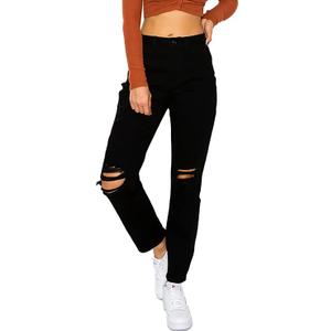 Women's Mom Jean with Blown Out Knee 5/27