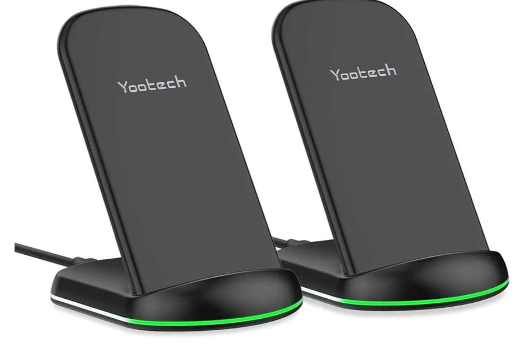 Yootech [2 Pack] Wireless Charger,10W Max Wireless Charging Stand,Compatible with iPhone 17/17 Pro/17 Pro Max/Air/16/15/14/13/SE 2022/12/11/X/8,Galaxy S25/S24/S23(No AC Adapter)