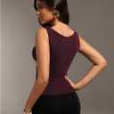 MakeMeChic Women's Casual Cowl Neck Tank Top Ruched Sleeveless with Metal Decor Mesh Top (L)