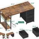 AODK 51 Inch Computer Desk with Drawers & USB Power Outlets