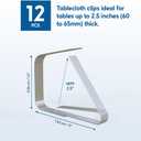 12Pcs Picnic Tablecloth Clips for Outdoor Tables - Stainless Steel Large Table Cloth Clip, Fits for 2.5 Thick Tables, Metal Clamps for Picnic Table Clips, Dining Table Cloth Holder