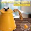 Harriet Gooseneck Kettle with Thermometer for Pour Over Coffee and Tea, 37 fl oz, Stainless Steel, Durable 3-Layer Base, Ideal Spout for Precision Pouring, Compatible with all Stove Tops, Yellow