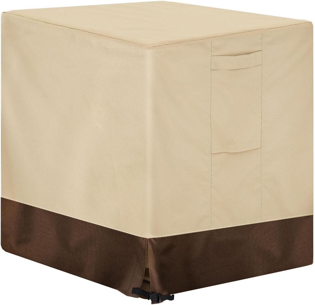 Vailge Air Conditioner Covers for Outside Units, Heavy Duty AC Covers for Outside, Waterproof AC Unit Covers Outdoor, UV&Dust&Rip& Fading Resistant (24"Wx24"Dx30"H, Beige & Brown)