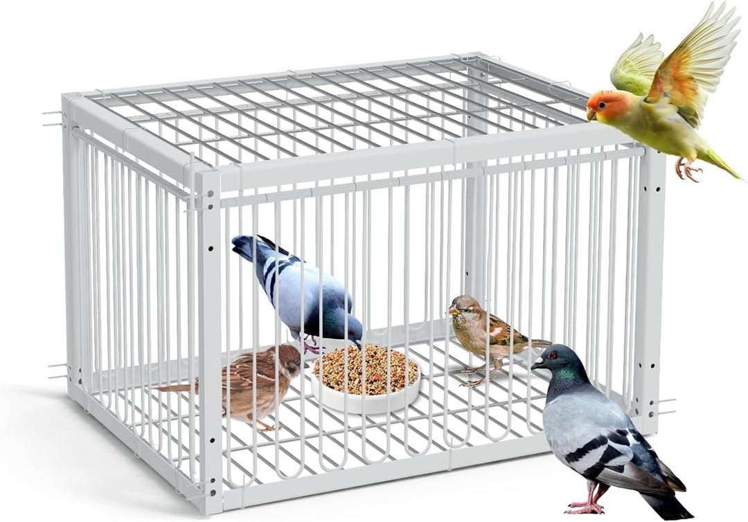 Bird Trap Upgraded Sparrow Trap
One-Way Entrance Escape-Proof Pigeon Trap, Easy to Install and Harmless Pigeon Cage, 15.74/11.81/10.23 inch