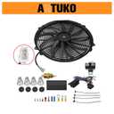 3000 CFM 16inch Electric Radiator Cooling Fan Mounting Kit Push Pull Slim Fan 10 S Blades 12V Black