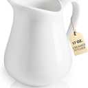 LYEOBOH 17 OZ Creamer Pitcher - Ceramics Creamer with Handle, Coffee Milk Pourer for Home Kitchen Microwave Dishwasher Freezer Safe, White (Classic)
