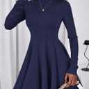 PRETTYGARDEN Fall Dresses for Women Elegant Classy 2026 Casual Long Sleeve Swing A Line Ruffle Short Homecoming Party Dress (Medium)