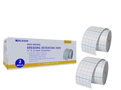 NBLEISHI Non-Woven Dressing Retention Tape,2InchesX11Yards,Gentle Adhesive Bandage, Hypoallergenic and Breathable,Medical Grade Wound Dressing Tape Sensitive Skin for Wound Care（Pack of 2Rolls）