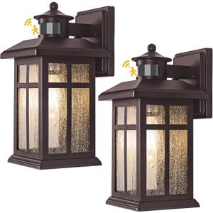 Brilvibera 2 Packs Motion Sensor Outdoor Lights- Outdoor Porch Lights Light Fixtures Motion Sensor Bronze, Porch Lights Outdoor Bronze, Exterior Lights for House, Garage, Door