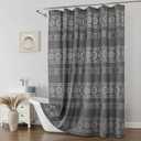 Boho Shower Curtain with Hooks, Grey Sheer Shower Curtain Set, Vintage Farmhouse Curtains - Waterproof Bathroom Decor for Home and Apartment, 12 Plastic Hooks Included, 72Wx72L, Sun Flower