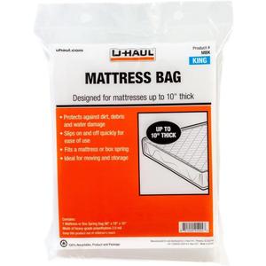 U-Haul Standard King Mattress Bag  Moving & Storage Cover for Mattress or Box Spring  96 x 78 x 10