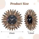 Honiway Large Wall Clock Battery Operated 21 in Rustic Wood Boho Sunburst Decorative Wall Clock Silent Non Ticking Farmhouse Wall Clocks for Living Room Bedroom Kitchen Bathroom Decor (Tricolor)