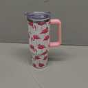 30 oz Flamingo Tumbler with Handle and Straw, Insulated Stainless Steel Cup with Lid, Travel Coffee Mug Water Bottle, Gifts for Woman Animal Lovers