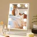 VANITII Vanity Mirror with Lights Hollywood Lighted Makeup Mirror with 9 Dimmable Bulbs Smart Touch Control 3 Colors Light for Bedroom, Detachable 10X Magnification, 360Rotation