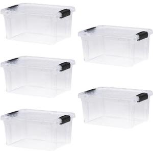 Superio Clear Storage Boxes with Lids, 6.75 Quart Plastic Container Bins for Organizing, Stackable Crates, BPA Free, Non Toxic, Odor Free, Organizers for Home, Office and Dorm, 5 Pack