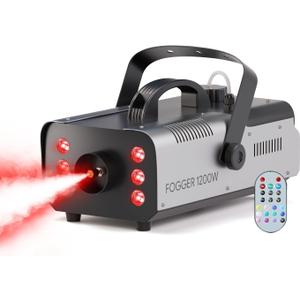 1200W Fog Machine,Halloween Smoke Machine with 6 LED Lights&Remote Control