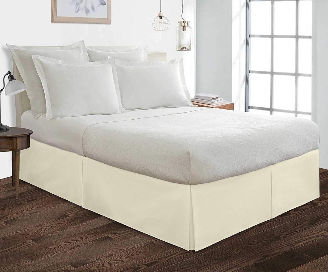 Cotton Delight Bed Skirt Queen Size 100% Cotton Blend Fabric, Premium Tailored Fit 1pc Bedskirt Queen Size 18" Drop Length Ivory Solid