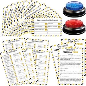 Office Party Friendly Feud Game with 2 Answer Buzzers, Team Building Feud Cards for Family Game Night Fun Trivia Quiz for Work Staff Coworkers Company Groups Holiday Gathering