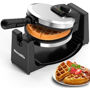 Waffle Maker, Rotating Belgian Waffle Maker, 180° Flip Waffle Iron, NonStick Plate, Adjustable Browning Control, Foldable Cool Touch Handle, Removable Drip Tray, Space Saving Storage, Stainless Steel