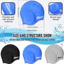 Janmercy 3 Pcs Swim Caps for Boys Girls Silicone Swimming Hat with 3D Ear Pockets for Age 6-15 Bath Hats Short/Long Hair with Ear Plug Nose Clip Supplies(Black, Blue, Grey) (Gray)