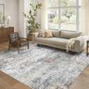 Art&Tuft Washable Rugs 5x7, Abstract Large Area Rugs for Living Room, Rust | Non Slip, Soft & Lighweight, Folable, Stain Resistant Low Pile Modern Carpet Rugs for Bedroom, Kitchen, Dining Room Home
