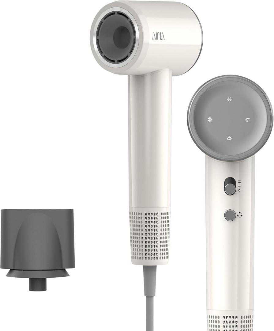 AINA Hair Dryer, Blow Dryer - Brushless Motor, 110,000 RPM Lightweight, Ionic Travel 110V/ALCI Plug(1vory White)