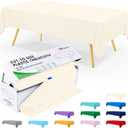 Smiry 54 Inch x 100 Feet Disposable Table Cover Roll, Beige Plastic Table Cloth in Cut-to-Size Box with Slide Cutter, Waterproof Rectangle Tablecloths for Weddings, Banquets, Outdoor