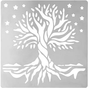 FINGERINSPIRE Tree of Life Metal Journal Stencil Stars Metal Painting Template Stainless Steel Multifunctional Planner Metal Stencils Templates for Wood Burning DIY, Engraving, Painting, Scrapbooking