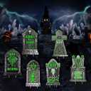 Halloween Decorations Outdoor Tombstone Yard Sign with Stakes - Glow in the Dark - 6PCS Graveyard Tombstones Halloween Props for Family Home Front Yard Lawn Garden Halloween Party Decor