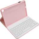 Zunate Universal Tablet Case with Keyboard for Tab M10 Gen 3 10.1 Inch, Magnetic Detachable Bluetooth Keyboard, PU Leather Travel Tablet Cover (Pink)
