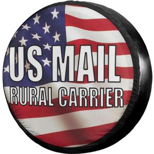 Foruidea Us Mail Rural Carrier Spare Tire Cover Dust-Proof Wheel Tire Cover Fit Trailer, RV, SUV and Many Vehicle 15 Inch