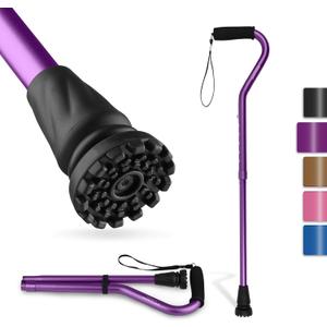 GPTCAMP Walking Cane and Walking Stick for Men Women,Lightweight Folding Canes with Offset Soft Cushioned Handle,Adjustable & Collapsible,Mobility & Leg Surgery Recovery, 17.32"