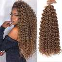 QRHSUKA GoGo Curl Crochet Hair for Women Water Wave Curly Crochet Hair Wavy Human Hair Deep Wave Beach Curl Crochet Synthetic Hair Extensions (18 inch(Pack of 6), #27)