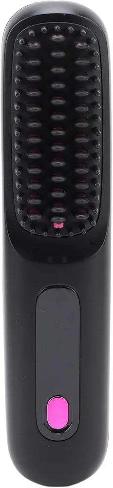 Pongnas Cordless Hair Straightener Brush LED Display Portable Hot Brush 3 Temperature Settings Type C Fast Charging All Hair Type (Black)