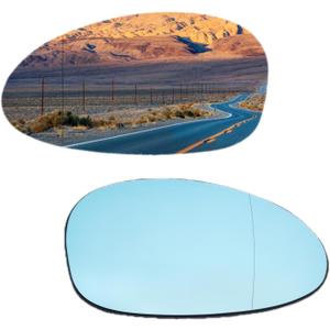1 Pair Mirror Glass Blue Heated Left & Right Side for BMW 128i 325i 328i 335i 330i 330xi Z4 E86 E88 E90 E91 E92 E93with Backing Plate Heated Tinted