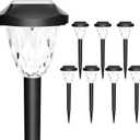GIGALUMI 8 Pack Solar Lights Outdoor, Solar Pathway Lights with Great Pattern, Waterproof Auto On/Off Solar Powered Light for Outside Yard Garden Walkway Driveway Lawn Pathway