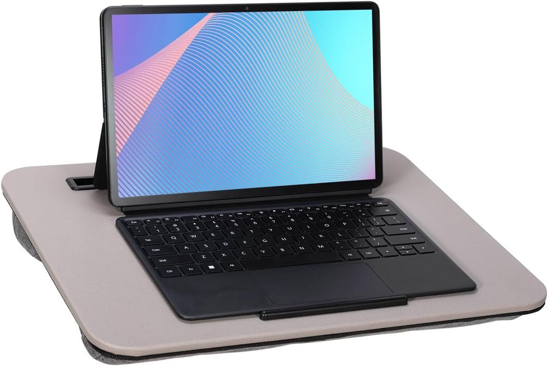 Portable Laptop Desk Fits Up to 16 Laptops, with Tablet Slot, Built-in Cushion, Great for Home & Office,Lap Desk for Laptop,Lap Desk with Cushion (Gray, Medium)