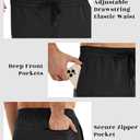 Indoner Men's Fleece Joggers Sweatpants – Thermal Tapered Athletic Fit Jogging Pants with Zipper Pockets Lightweight Soft Warm Winter Bottoms for Cold Weather Running Hiking Gym WFH Lounge Wear