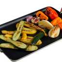 IMUSA 17x10in Aluminum Black Ceramic Double Burner Griddle with Cool Touch Handles, Nonstick Flat Grill Pan for Pancakes, Eggs, Bacon, and More, Black