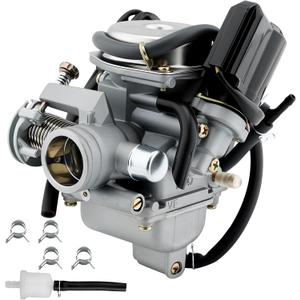 PD24J Carburetor, Compatible with 4-Stroke Engines GY6 125cc 150cc 152QMJ 157QMI ATV Quad Bike 4 Wheeler Dune Buggy Go Kart Moped Scooter Manifold Intake 24mm Carb