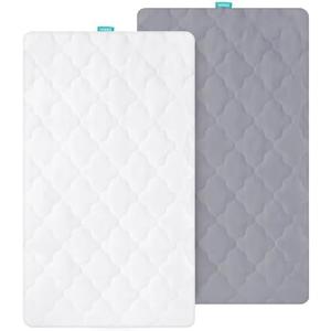 Bassinet Mattress Pad Cover Waterproof, Fits 20” x 33” BCOL 3 in 1, wayfong, venowu, Cowiewie, Semphis, Earth&ME, Uuoeebb and INFANS Baby Bassinet, 2 Pack, Ultra Soft Breathable, White and Grey
