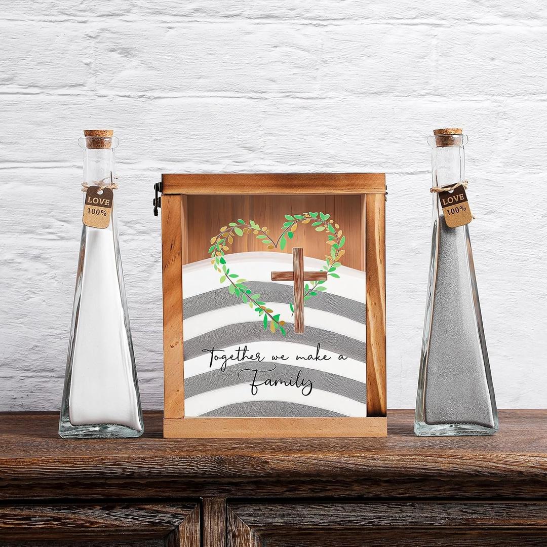 Blosssound Unity Sand for Wedding Ceremony Set Christian Together We Make a Family Unity Sand Ceremony Shadow Box and Vases for Religious Wedding Centerpiece Marriage Bridal Party Supplies