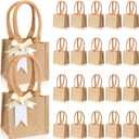 Silkfly 20 Pcs Mini Burlap Jute Tote Bags with Handle Small Blank Reusable Market Grocery Bags Bridesmaids Wedding Gift (5 x 5 x 3.94 Inches, Classic)