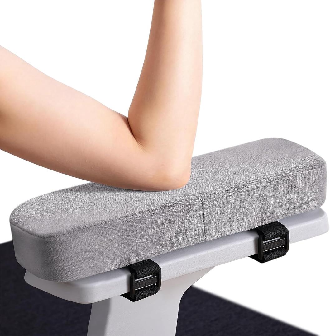 Smiry Ergonomic Office Chair Armrest Pads, Memory Foam Arm Rest Covers, Non-Slip Armrest Cushion with Adjustable Buckles and Straps, Elbow Relief for Desk, Gaming & Wheelchair (Grey, Set of 2)