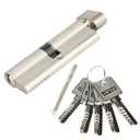 Jeriup 100mm(45/10/45) Euro Profile Lock Cylinder with 5 Keys (dimple), Single Open Copper Lock Cylinder, Anti-Rust Corrosion Resistant Anti-Theft
