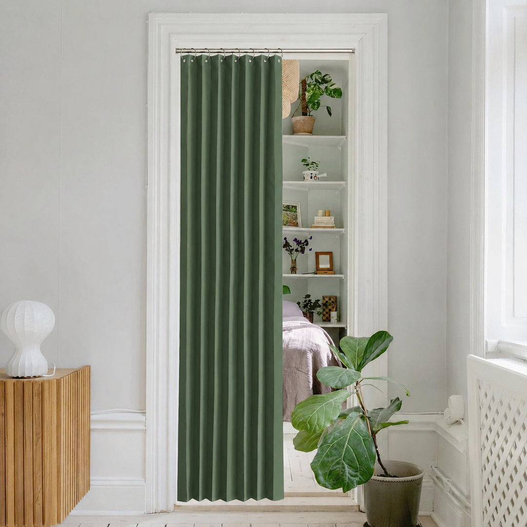 NICETOWN Blackout Curtains 84 Inch Length, Closet Door Curtain Folding Room Divider, Thermal Insulated Room Darkening Drapes for Living Room Bedroom Window (1 PC, W38 x L80 Inch, Dark Mallard)