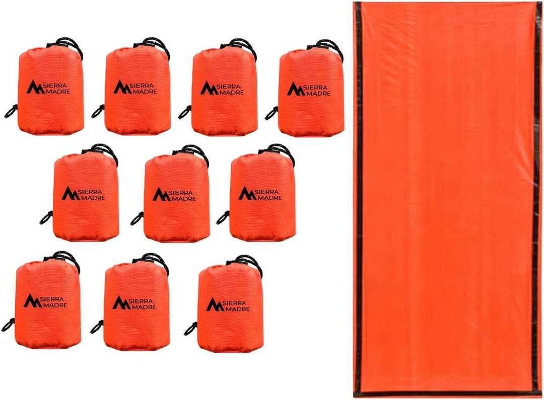 Sierra Madre Emergency Sleeping Bag  Ultralight, Waterproof Mylar Thermal Bivy Sack Tent for Hiking, Bug-Out Bags, Survival Kits (Pack of 7) Sierra Madre Emergency Sleeping Bag  Ultralight, Waterproof Mylar Thermal Bivy Sack Tent for Hiking, Bug-Out Bags, Survival Kits (Pack of 7)