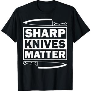 Funny Cooking Gift For Men Women Culinary Chef Knife Lovers T-Shirt (Black, L)